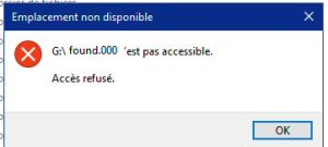 tentative d'accès au fichier bloqué