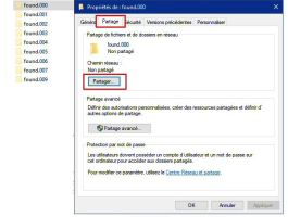 ouverture de la page "Partage"