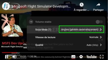 Sélectionner la ligne "Anglais (généré automatiquement)
